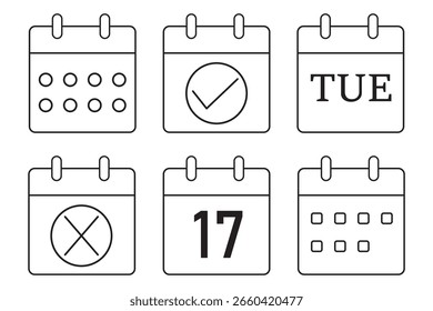Conjunto de iconos de calendario. Símbolo de calendario. Diseño de variedad de íconos de Vector de calendario. EPS 10	