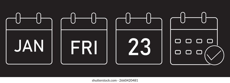 Kalendersymbolsatz. Kalendersymbol. Kalender, Vektorsymbol, Variantendesign. EPS 10	