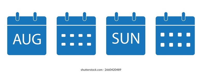 Calendar icon set. Calendar symbol. Calendar vector icon variety design. EPS 10	