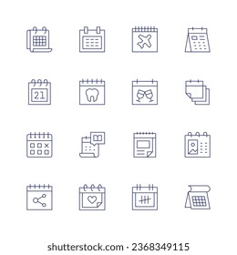 Calendar icon set. Thin line icon. Editable stroke. Containing schedule, wall calendar.