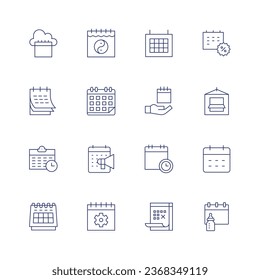 Calendar icon set. Thin line icon. Editable stroke. Containing calendar, maternity, schedule.