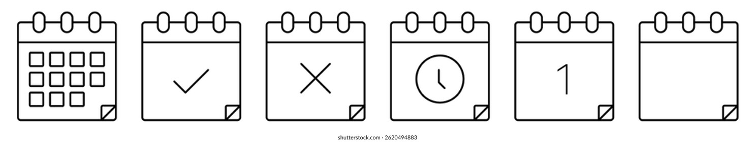 Calendar Icon set. Time management. calendar symbols. Reminder organizer event signs. Appointment schedule flat icon icon. Calendar vector icons. Set of calendar symbols