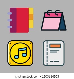 calendar icon set. vector set about agenda, music folder icon and weekly calendar icons set.