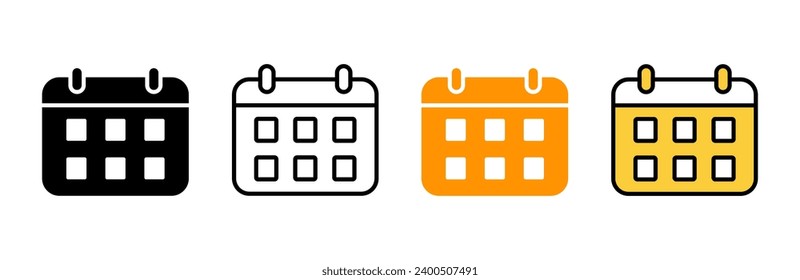 Calendar icon set vector. Calender sign and symbol. Schedule icon symbol