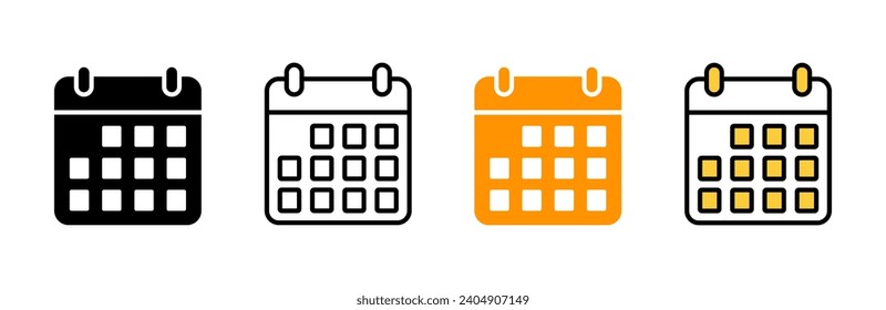 Calendar icon set vector. Calender sign and symbol. Schedule icon symbol