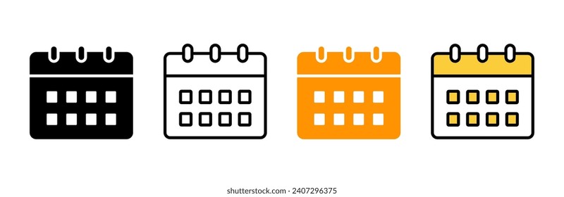 Calendar icon set vector. Calender sign and symbol. Schedule icon symbol