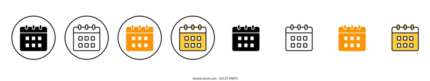 Vector de conjunto de iconos de calendario. Signo y símbolo de calendario. Símbolo de icono de planificación