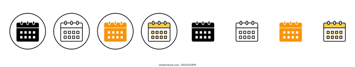 Vector de conjunto de iconos de calendario. Signo y símbolo de calendario. Símbolo de icono de planificación