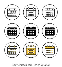 Calendar icon set vector. Calender sign and symbol. Schedule icon symbol