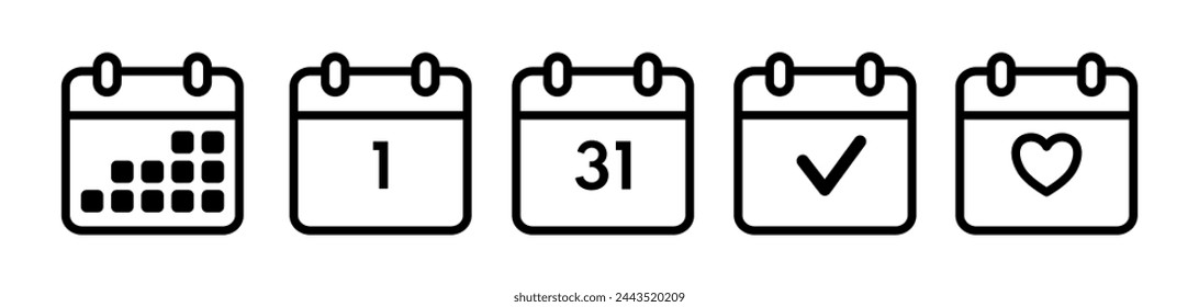 Calendar icon set - vector . Deadline, season icon , first day icon