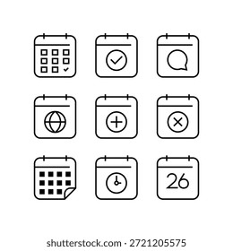 Ícone De Calendário Define O Design Do Vetor.