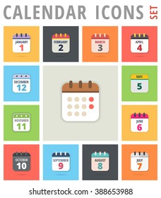 calendar Icon set Vector emblem. Picture, JPG, EPS, AI. Element of design for decoration of office documents. Logo day of the week, month, year
