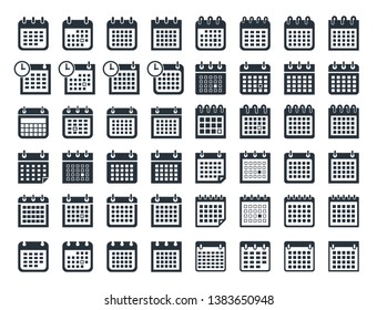 calendar icon set, vector calendar flat signs