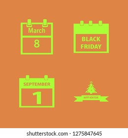 calendar icon set. calendar vector with happy new year, first september calendar and black friday calendar icons illustration