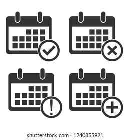 Calendar icon set. Vector illustration, flat design.