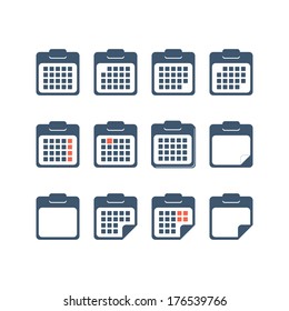 Calendar icon set. Vector illustration