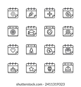 Icono de calendario conjunto de ilustraciones vectoriales