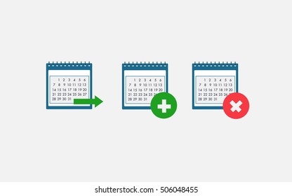 Calendar Icon Set. Vector illustration.  Flat design style