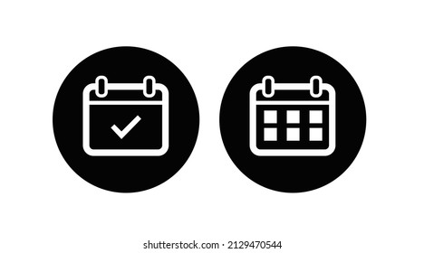 Calendar Icon Set. Vector isolated editable black and white icon set 
