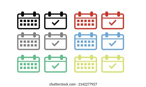 Calendar Icon Set. Vector isolated editable set of calendar illustration