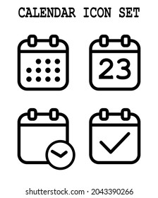 Calendar icon set vector line date symbol.
