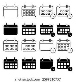 Calendar Icon Set. Calendar Vector Icon in line style design. Calendar Symbol.
