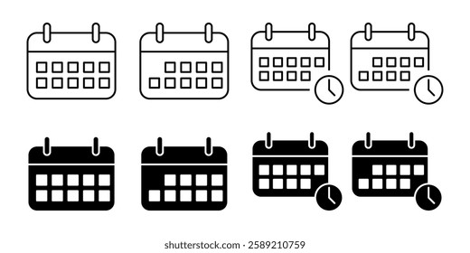 Calendar Icon Set. Calendar Vector Icon in line style design. Calendar Symbol.
