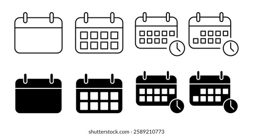 Calendar Icon Set. Calendar Vector Icon in line style design. Calendar Symbol.