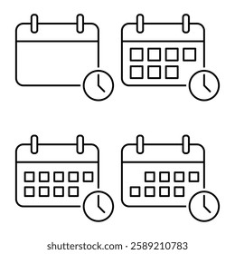 Calendar Icon Set. Calendar Vector Icon in line style design. Calendar Symbol.