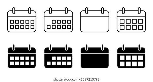 Calendar Icon Set. Calendar Vector Icon in line style design. Calendar Symbol.