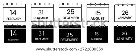  Calendar icon set. Calendar vector logo design. Silhouette of out line simple calendar symbol and sign. vector illustration