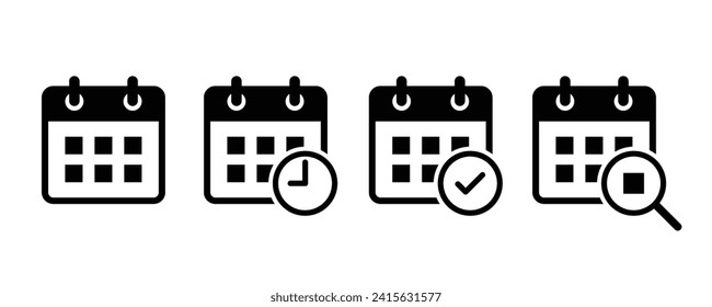 Calendar icon set. Calendar vector symbols