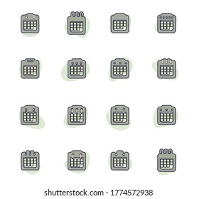 Calendar icon set for web sites and user interface
