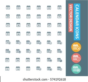 Calendar icon set,clean vector