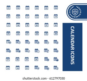 Calendar icon set,clean vector