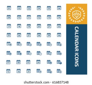 Calendar icon set,clean vector