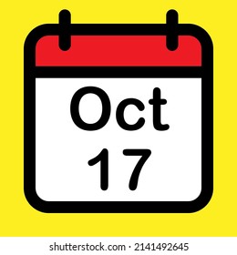 Calendar icon seventeenth October, vector illustration