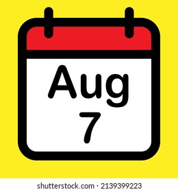 Calendar Icon Seventh August Vector Illustration Stock Vector (Royalty ...