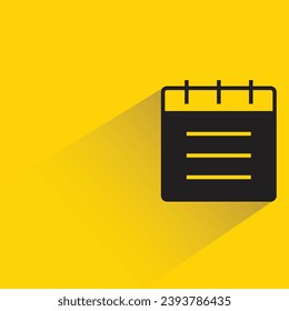 icono de calendario con sombra sobre fondo amarillo