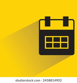 icono de calendario con sombra sobre fondo amarillo