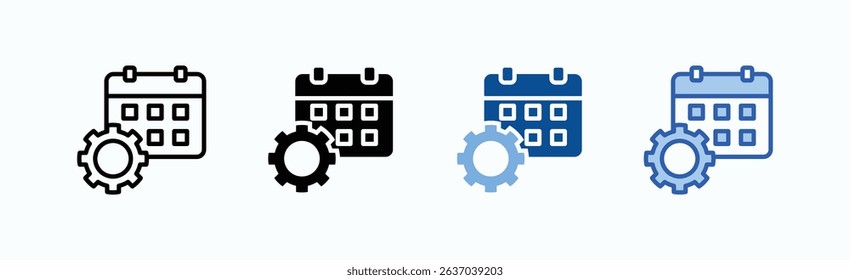 Calendar Icon Sheet Multiple Style Collection Isolated Vector