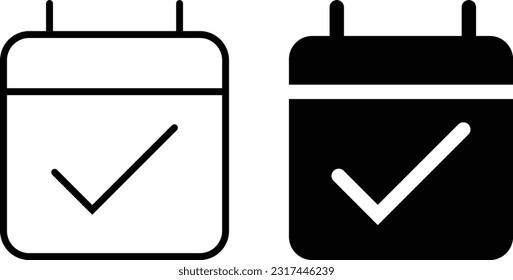 Calendar icon sheet, simple trendy flat style line and solid Isolated vector illustration on white background. For apps, logo, websites, symbol , UI, UX, graphic and web design. EPS 10.