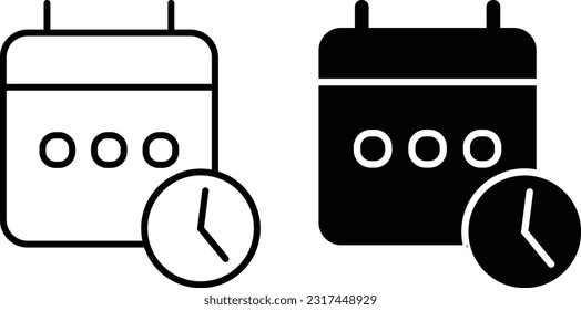 Calendar icon sheet, simple trendy flat style line and solid Isolated vector illustration on white background. For apps, logo, websites, symbol , UI, UX, graphic and web design. EPS 10.