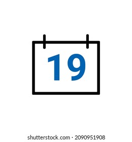 Icono de calendario que muestra la fecha 19 aislada en fondo blanco