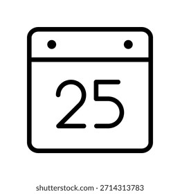 Icono Del Calendario Que Muestra La Fecha Veinticinco Para La Planificación, La Programación Y Los Recordatorios