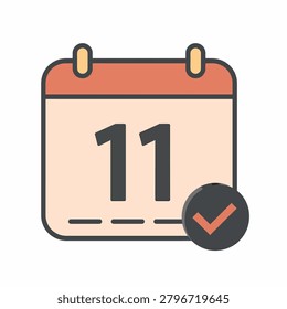 A calendar icon showing the eleventh day with a checkmark.