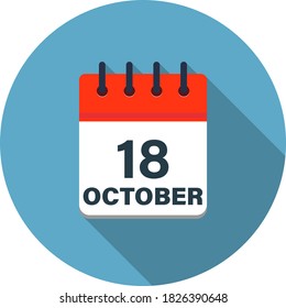 Calendar icon showing October 18th on blue background