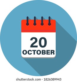 Calendar icon showing October 20th on blue background