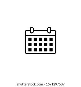 Icono de calendario, signo de calendario y diseño vectorial de símbolo