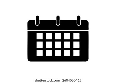 Calendar icon silhouette on white background